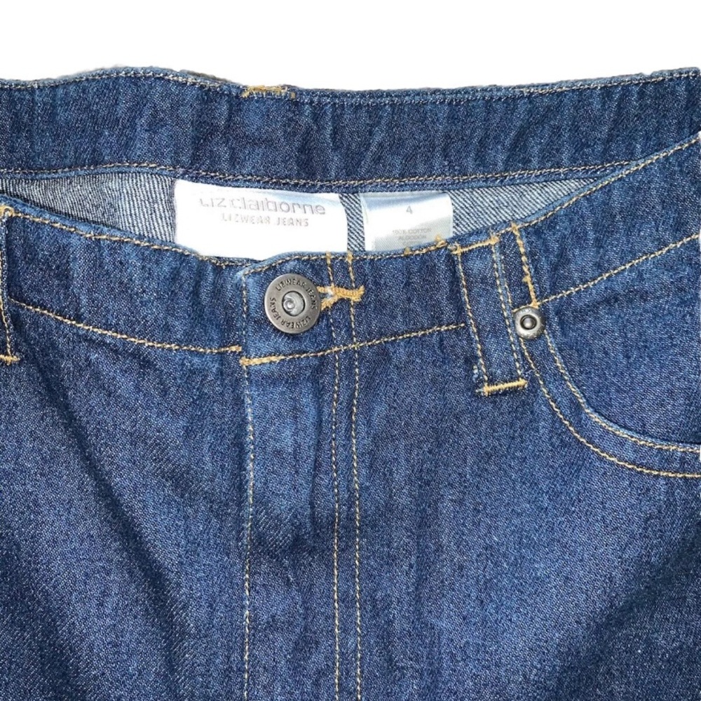 Liz Claiborne Liz wear Jean Shorts Womens Sz 4 Classic Mom Dark Wash Denim  W242 - Picture 3 of 7